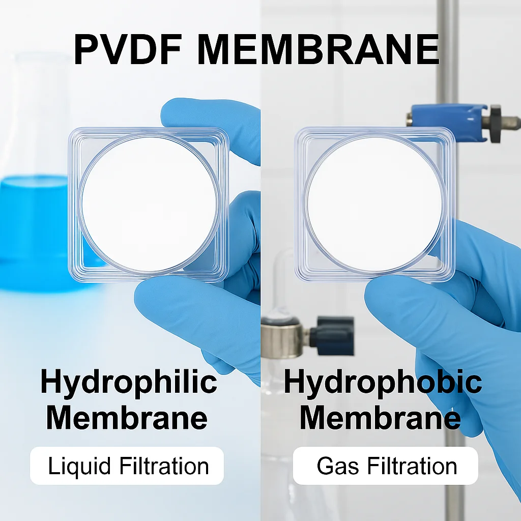 PVDF Hydrophilic And Hydrophobic Membrane Filter For Laboratory Liquid And Gas Filtration High Flow Rate And Chemical Resistance