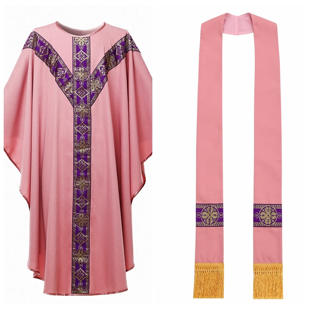 Halloween Priester Chasuble Katholische Kirche Pater Messegewänder Robe mit Quaste Geistlichen Robe – Detail 1
