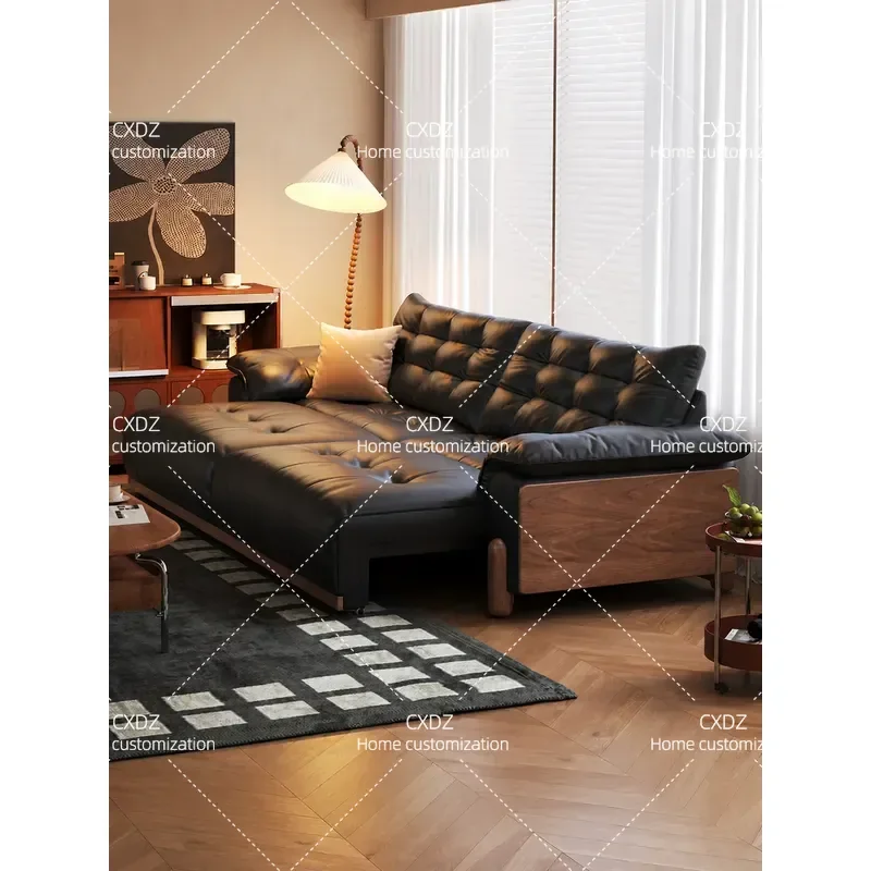 Cloud Leather Electric Sofa Bed Medieval Retro Style Living Room Study Multi Functional Retractable 2026 New Sofa