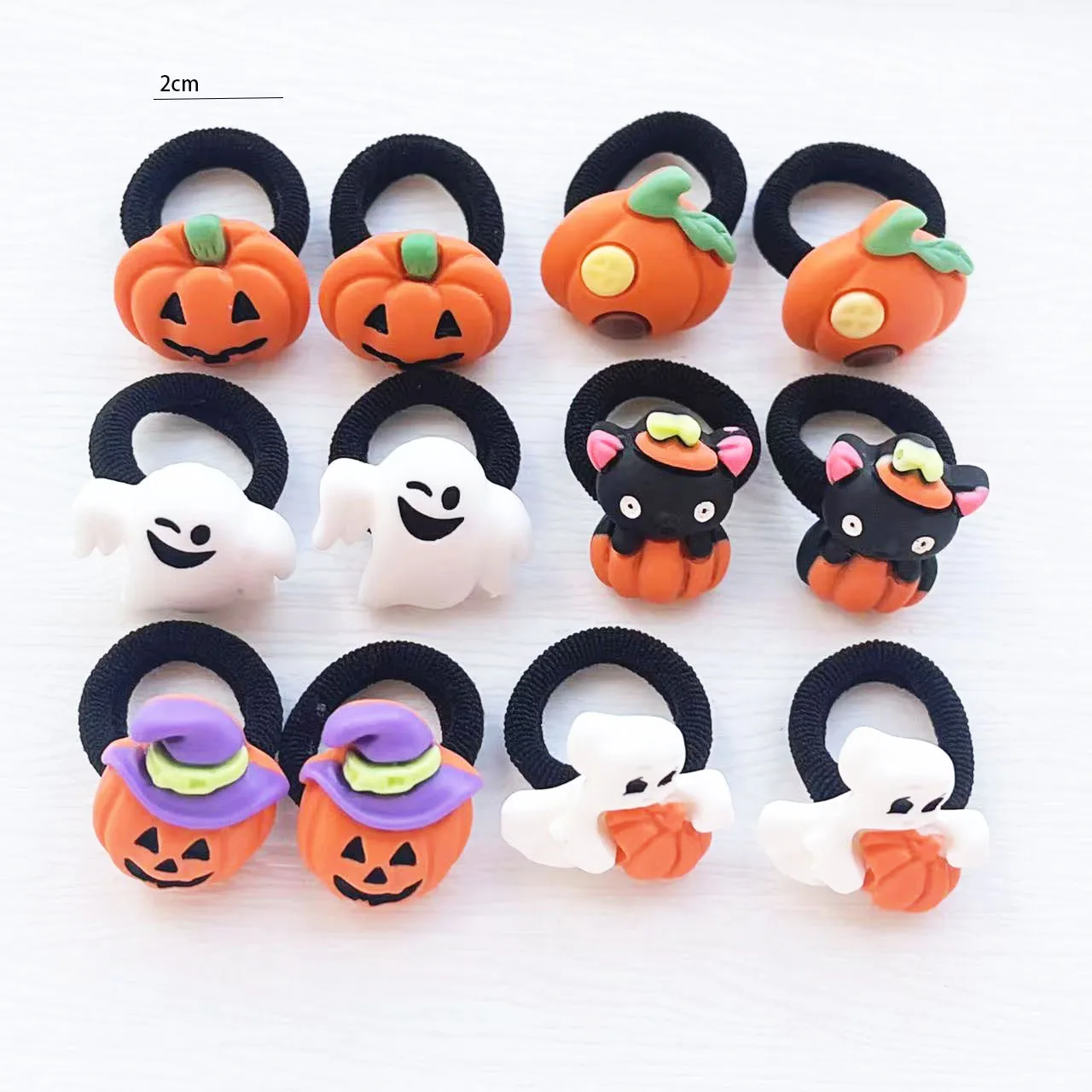 10 Stück Halloween Cartoon Kinder Haargummis Kürbis Geist Elastische Haarbänder Baby Mädchen Feiertagsparty Pferdeschwanz Haardekoration – Detail 2