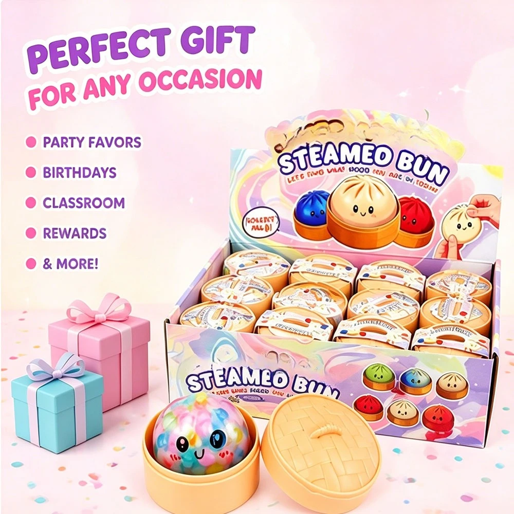 Niedlicher 5,5cm Dampfbrötchen-Squishy, Weicher Quetsch-Fidget zur Angstlinderung, Ästhetische Raum- und Schreibtischdekoration, Lustiges Geschenk