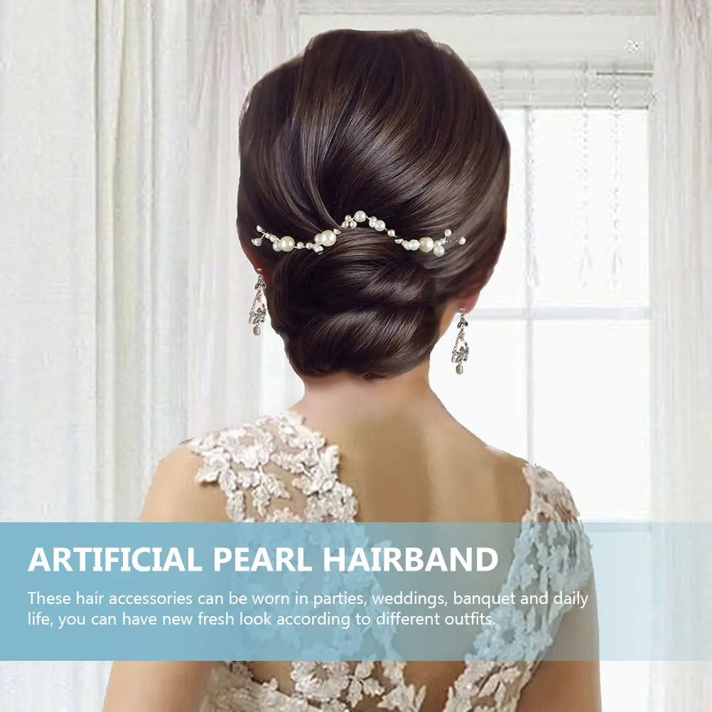 Pearls Headband Elegant Bridal Hairband Wedding Headdress Pearl Hair Decor Women Accessories Simulation Pearl Hairband
