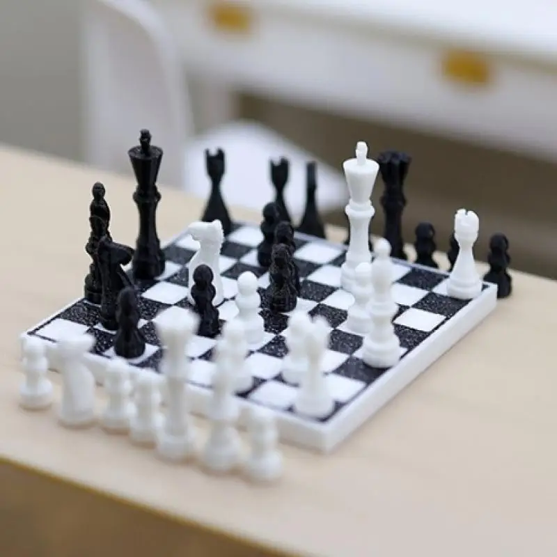 1Set International Chess Model For Children Miniature Chessboard Life Scene home Decoration 1: 12 Dollhouse Mini Simulation view 4