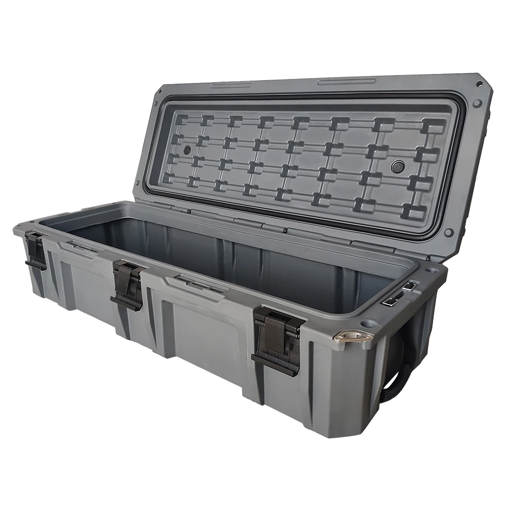 110L Plastic Tool Box with Snap SUV Car Roof Rack Camping Tool Chest