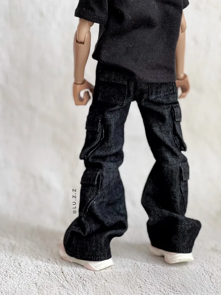 Customize 1/6 Trend BJD Soldier Clothes Accessories Handmade Jeans Flared Pants Heavy Cargo Model Toy Fit 12