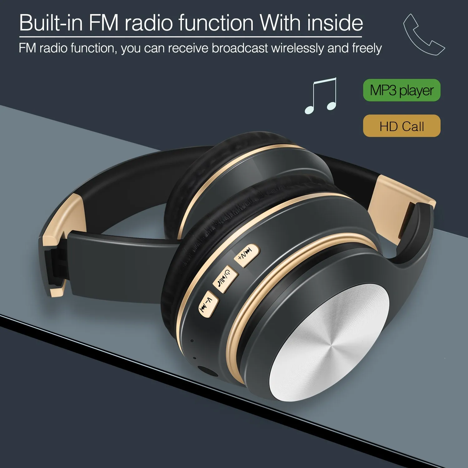 Fones de ouvido Bluetooth sem fio dobrável, fone de ouvido com microfone cancelamento de ruído estéreo HIFI, fone de ouvido para jogos