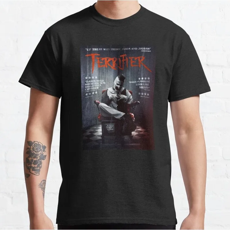 Retro Horror Movie Terrifier Art The Clown Killer Scary Halloween Gift T Shirt Short Sleeve Graphic clothes All size tops S-6XL