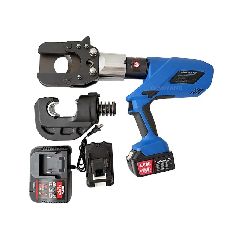 Rechargeable Power Wire Crimper EZ-400/55 Battery Hydraulic Cable Lug Crimping Tool 2 in 1 Cutting 55MM Crimping  16-400MM2