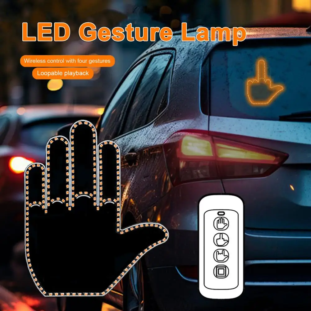 Thank Sign Tail Light Remote Control Car Hand Gesture Tail Light with 3 Adjustable Modes Battery Operated Super Bright Led