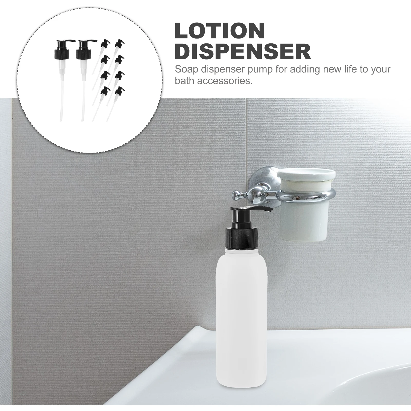 

10pcs Soap Dispenser Pump Replacement Lotion Dispenser Pump For Shampoo Hand Soap Bottles 28Mm Black Tube For Various