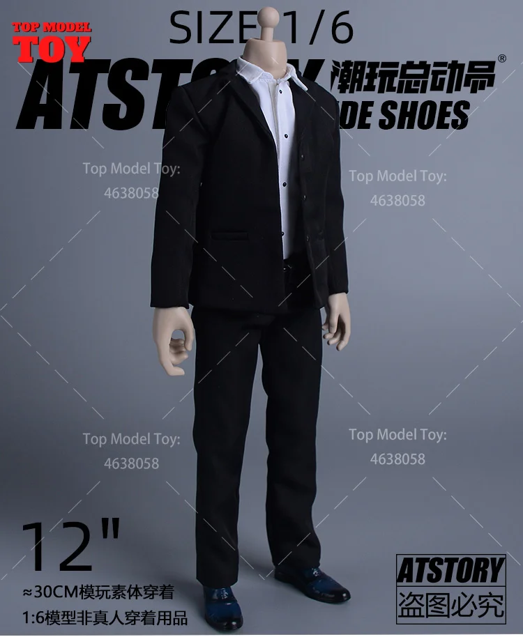 3Atoy 12FS014 1/6 Scale Long Short Black Coat Casual Trendy Suit Clothes Model Fit 12'' Male Soldier Action Figure Body Dolls