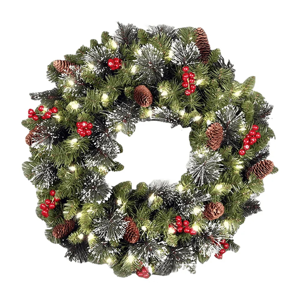 Christmas Advent Wreath Artificial Lighting Holiday Art Wreath Festival Theme Multifunctional for Door Window Fireplace