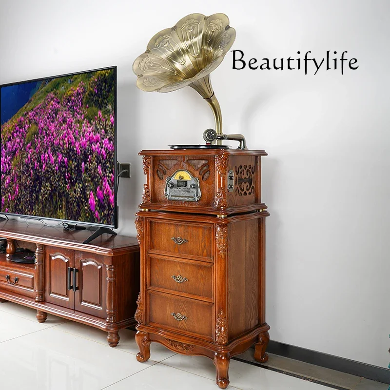 

Retro living room American European style Chinese vinyl record player designer high-end fashion and exquisite