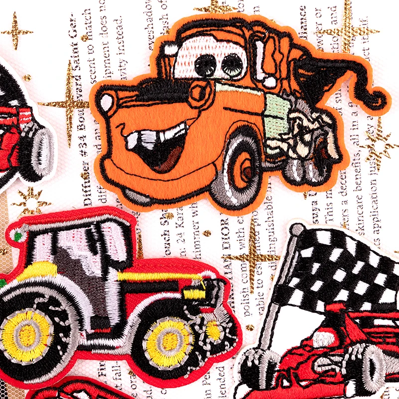 Cartoon Engineering Cars Iron Patches Clothes Embroidery Sewing Excavator Patches For Kids DIY Badges Car Keychain DIY Decorate