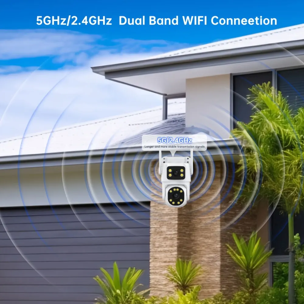 

Tuya Dual Lens 5G WiFi IP Camera Outdoor 4K 8X Zoom Dual Screen PTZ Security Camera IR Night Vision Auto Tracking Surveillance