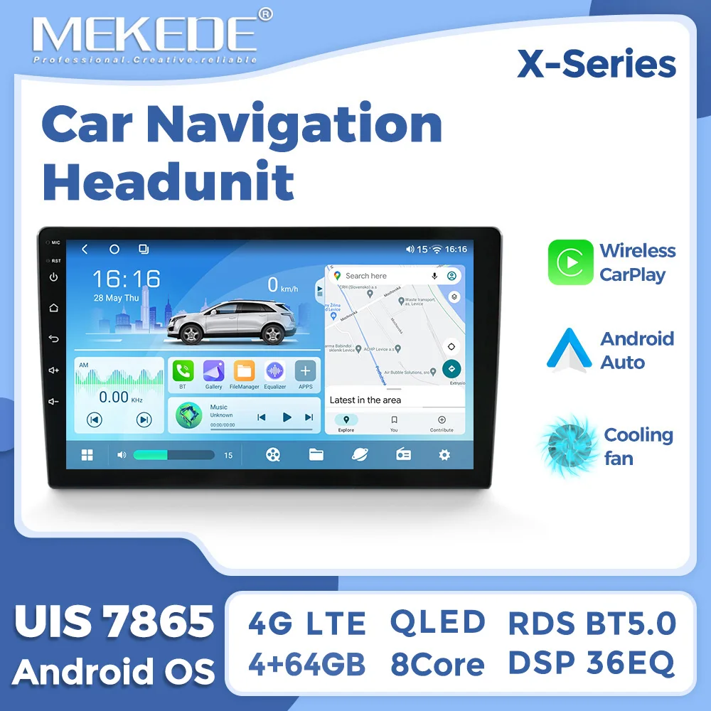 MEKEDE 9/10 inch Universal UIS7865 2 Din Car Radio GPS Navigation Head Unit CarPlay RDS DSP Car Stereo Multimedia Video Player