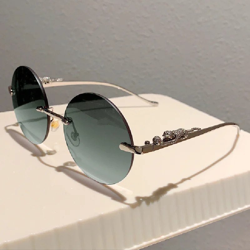 Round frame gradually changing color pink sunglasses for women, fashionable men's and women's metal glasses image 6