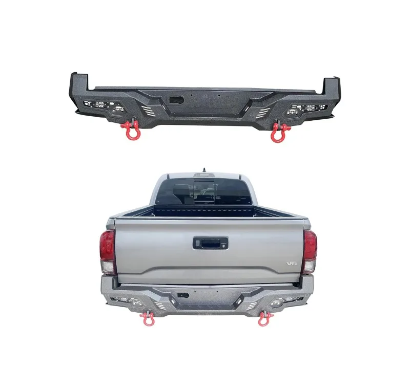 

Black Steel Rear Bumper With Tow Hook C4 For Toyota Tacoma 2016-2023 Pickup 4x4 Auto Accessories Rear Bumper Bar