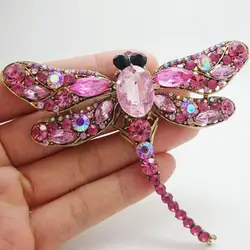 Elegante broche de pájaro con diamantes de imitación rosas para niñas, Animal, pájaro y flor, accesorio de ropa para mujer