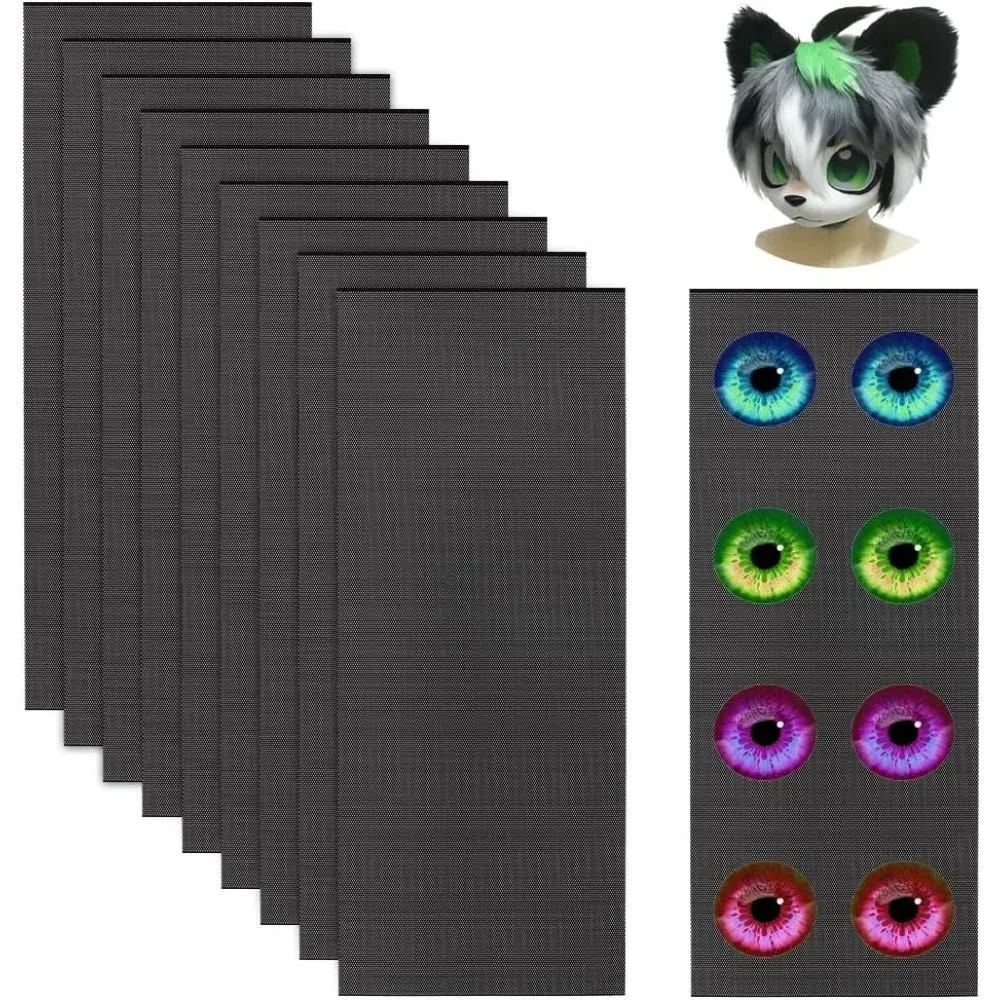 

10Pcs Black Fursuit Eye Mesh 11.8x4.9inch PVC Printable Net 0.26mm Thick Waterproof Printable for Furries Cosplay Props