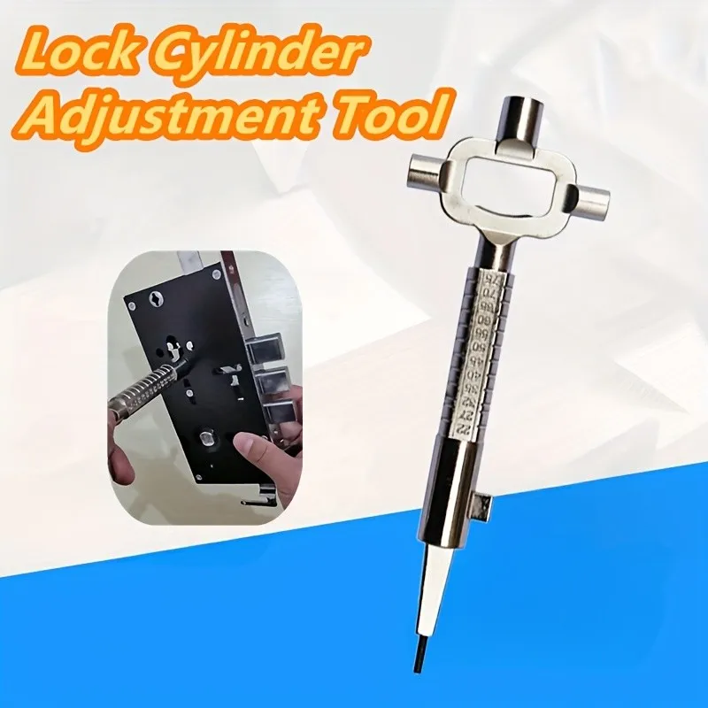 Multi-Function Lock Cylinder Tool – Wrench, Probe Rod & Measuring Scale for Locksmiths