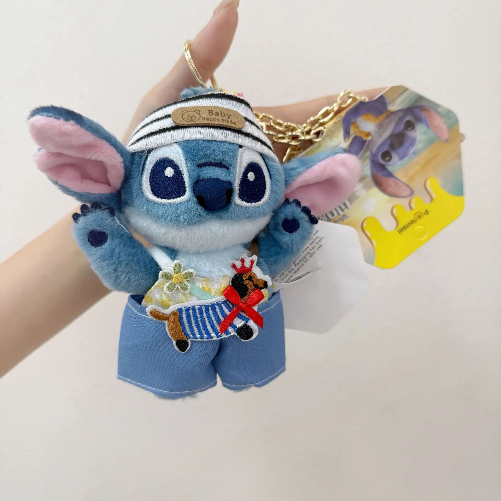 스티치 키 체인 플러시 장난감 릴로 & 스티치 배낭 펜던트 홈 인테리어 소녀 소년 장난감 박제 플러시 열쇠 고리 인형 생일 선물