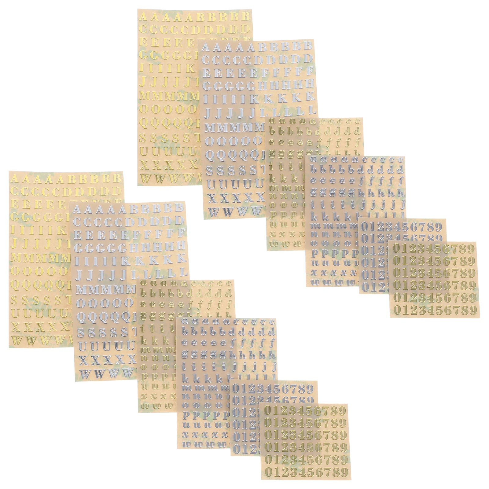 

12 Sheets Metal Glitter Alphabet Number Stickers Mini Self Adhesive for Scrapbook DIY Crafts Greeting Cards Alphabet Sticker