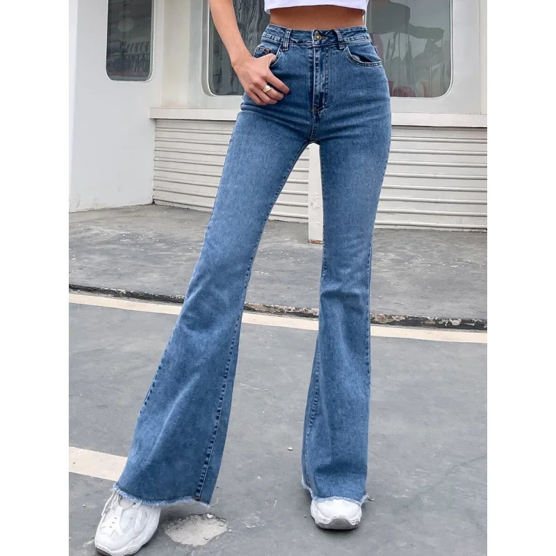 

Denim Flared Pants Wide Leg Jeans Women's Spring Fashion Casual Comfortable Fit Jeans High Waist Skinny Leggings
