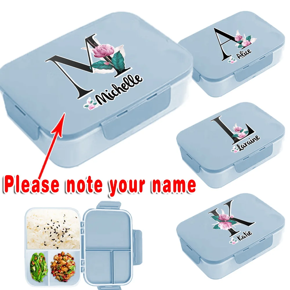 

Customized Name Travel Bento Box with Lid Leakproof Portable Lunch Kitchen Storage Container Organizer Meal Essentials Meal Prep