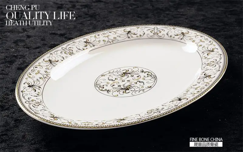 12 zoll, knochen china fisch platte, gold schmetterling banding, oval abendessen platten für abendessen portion, geschirr platten & geschirr