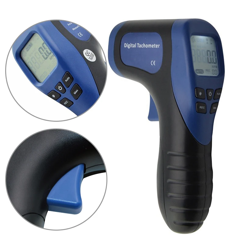 ProfessionTachometer Digital LCD Tachometer Laser Non-Contact Tach Range 2.5-99999RPM Motor Speed Gun Style Speed Meter