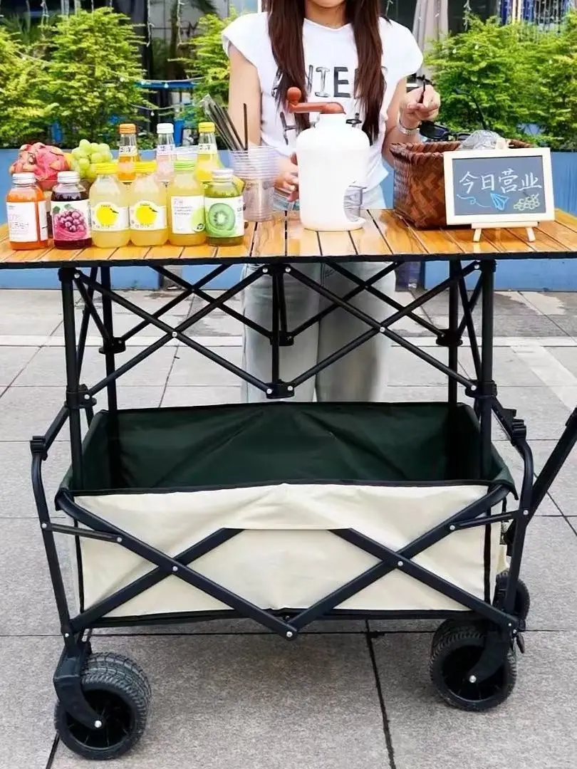 outdoor-camping-picnic-cart-tank-wheel-portable-stall-pushcart-foldable-hand-pullable-camping-ground-vehicle-with-storage-tray