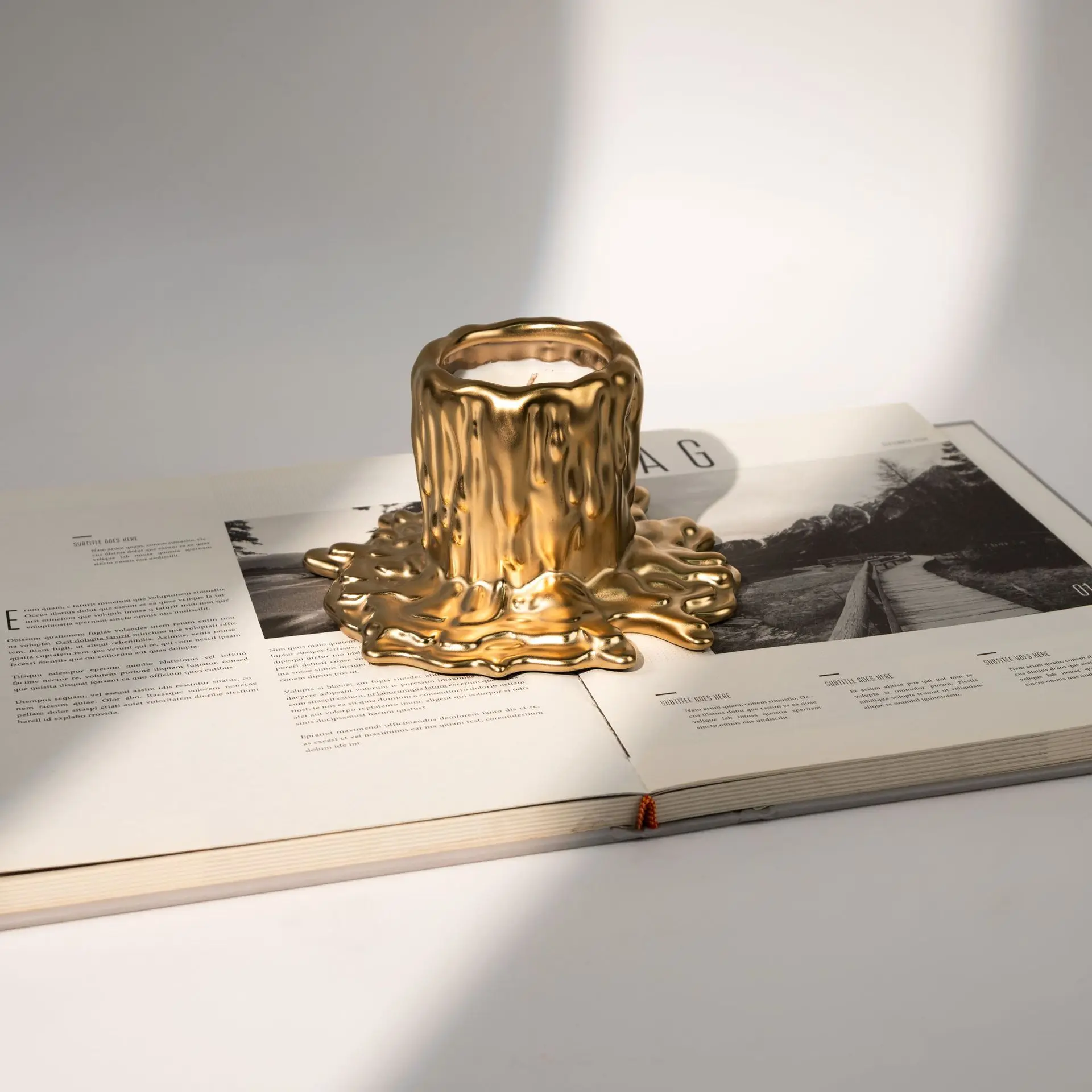 

Resin Gold Candlestick Melt The Aromatherapy Base Candle Holder Fluid Golden Water Droplet Home Decoration Accessories