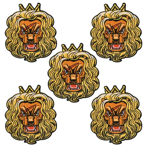 5 pièces de patchs brodés à repasser couronne d'or Lion adaptés aux T-shirts, sweat-shirts, vestes, jeans, sacs à dos, sacs à main, bricolage