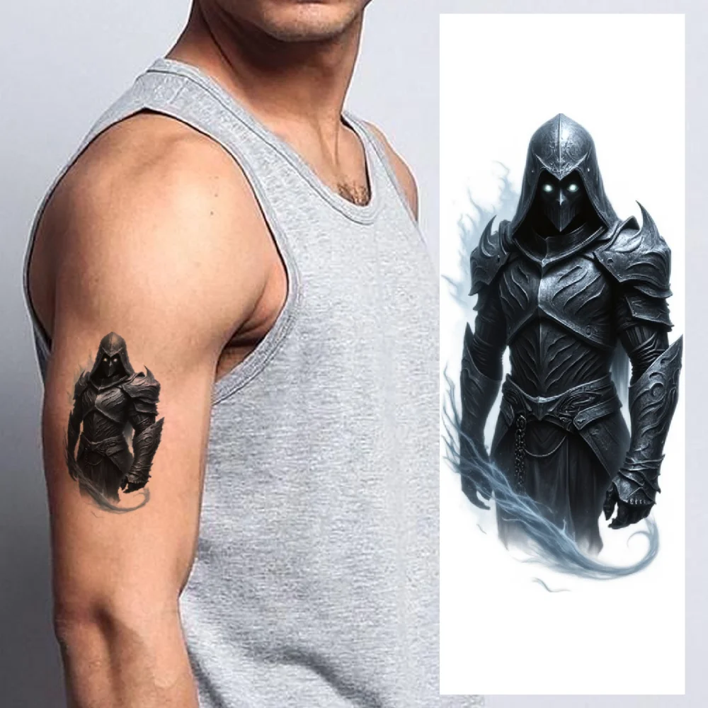 9pcs Temporary Tattoo Swamp Creature Waterproof Long-lasting Body Stickers Green Horned Sorcerer Dark Sorcerer For Thighs