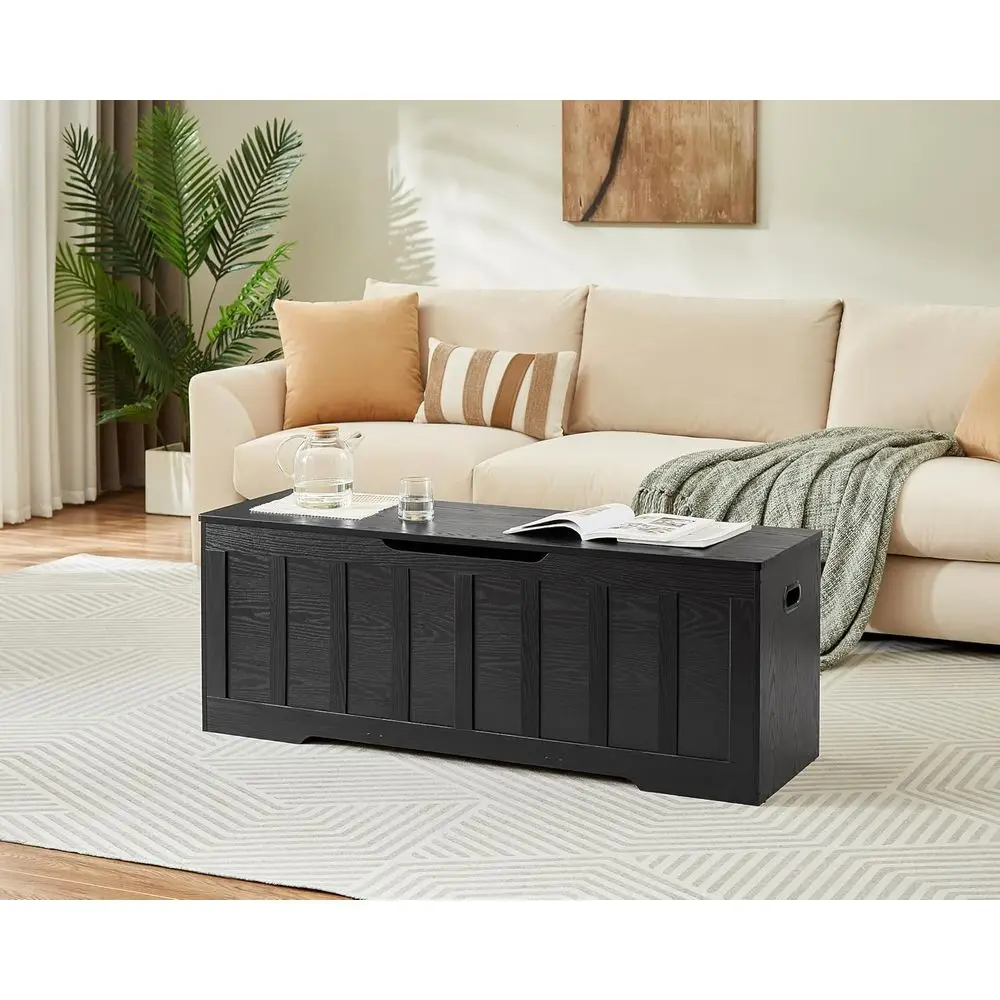 Duża drewniana ławka do przechowywania z miejscem na buty, udźwig 100 kg, łatwy montaż, czarna