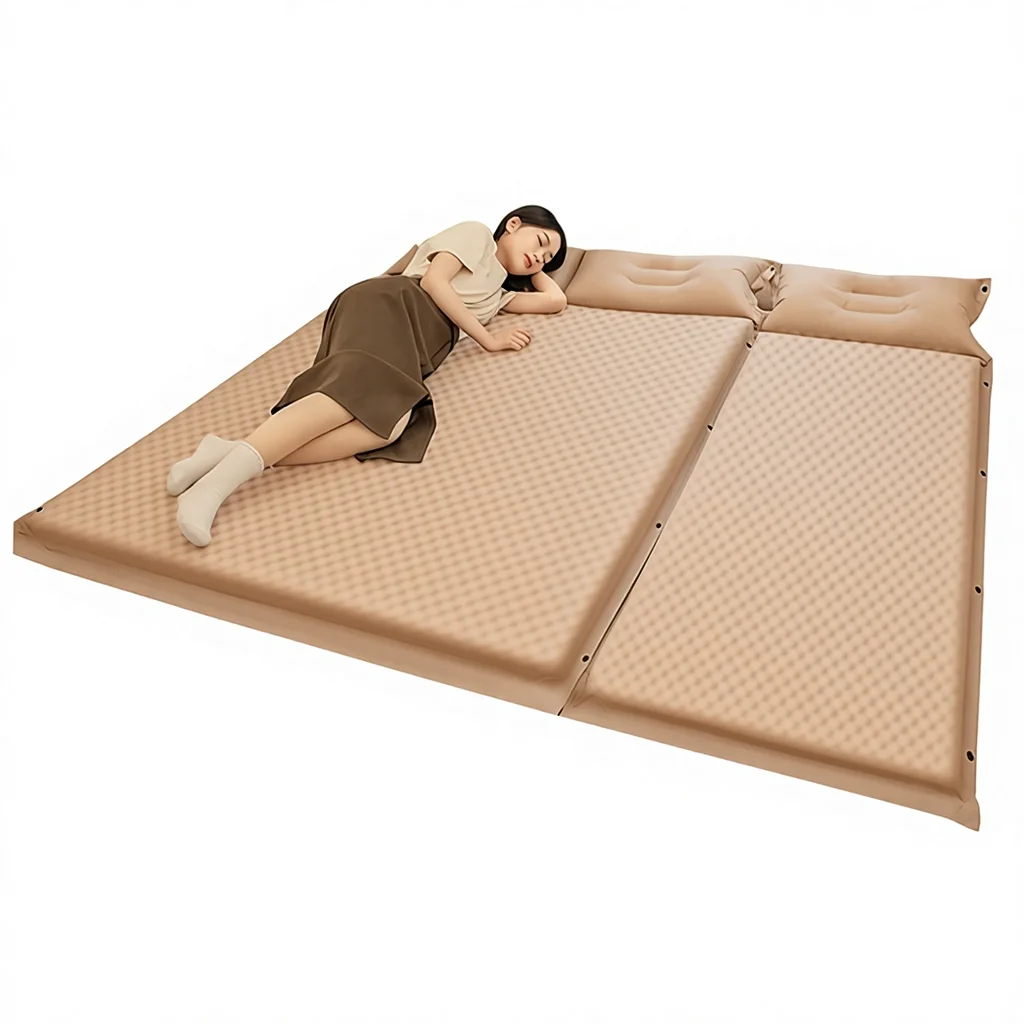 Automatic inflatable moisture-proof rectangular camping mattress and bed for portable household use