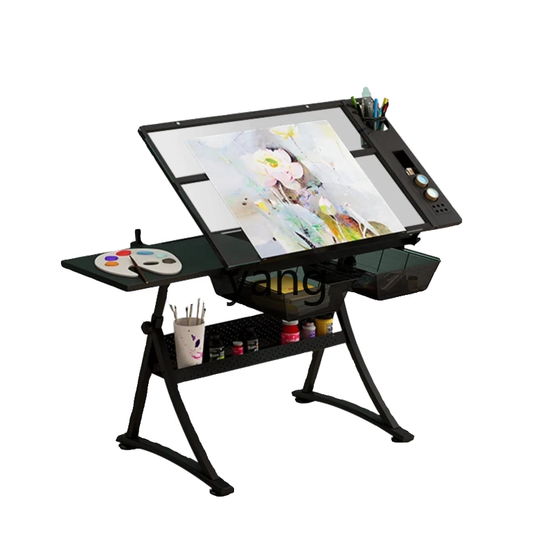 YJQ glass drawing table can be lifted and lowered adjustable angle painting desk art design architect