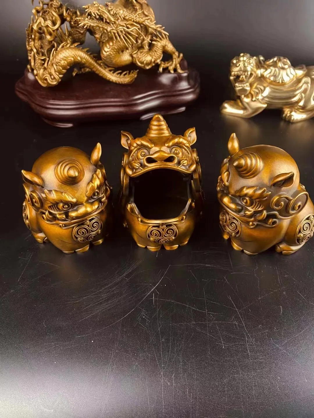 Bronze Seiko Lion Incense Burner Ornaments, One of the Nine Dragons, Sweet Pet