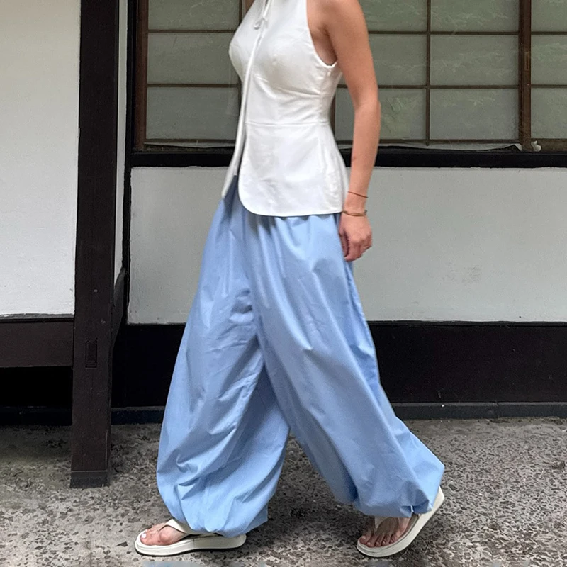 Ticketsx Autumn Oversized Lantern Pants Women's Casual Loose Breathable Wide Leg Pants Female Fashion Streetwear Pleated Pants