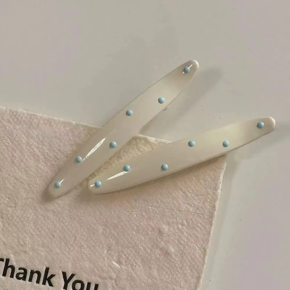 New Resin Duckbill Hair Clip Cream White Polka Dot Women Hair Clip Sturdy Hold Light Blue Hair Accessory Bangs Securing