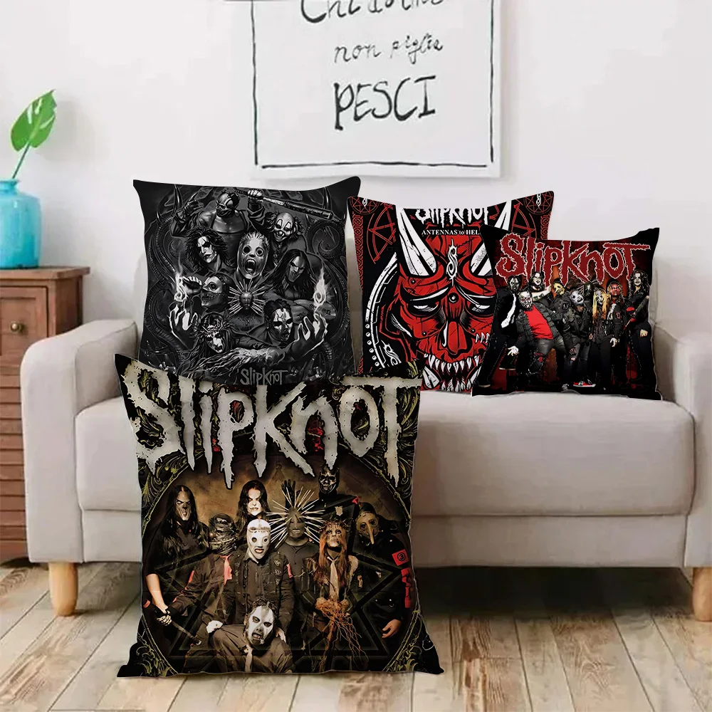 Classic Heavy Metal Rock S-Slipknots Pillow Covers Sofa Decorative Home Double-sided Printing Short Plush Cute Cushion Cover