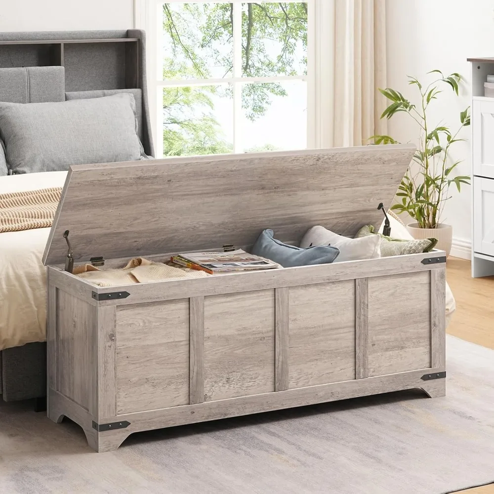 صندوق ألعاب كبير على شكل صندوق تخزين خشبي مع مفصلات أمان، مقعد أحذية للمدخل لغرفة الأطفال وغرفة المعيشة