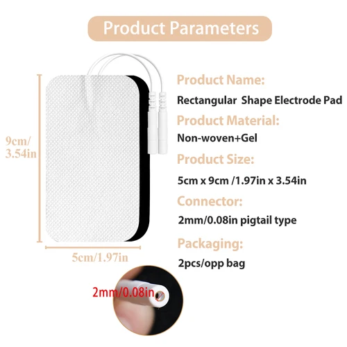 Imagen 2 del producto Electrodos de masaje Tens de 5x9cm, almohadillas de electrodos Tens, almohadillas de Estimulador muscular EMS, máquina de Terapia Digital, parche de masaje
