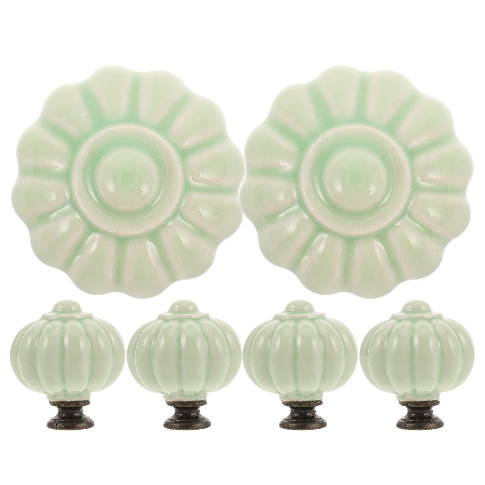 6Pcs Ceramic Pumpkin Design Drawer Pulls Handles Kitchen Cabinet Door Knobs Vintage Home Improvement Essential