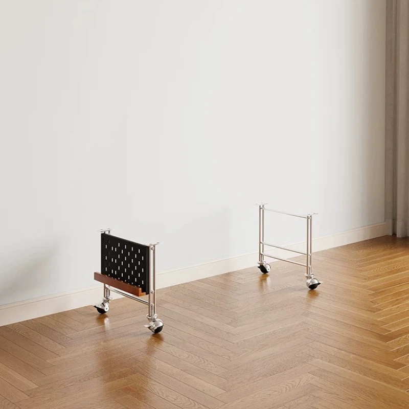 Home Living Room Bedroom Stainless Steel Solid Wood Desk Cross Bed Table Leg with Hole Plate Movable Roller