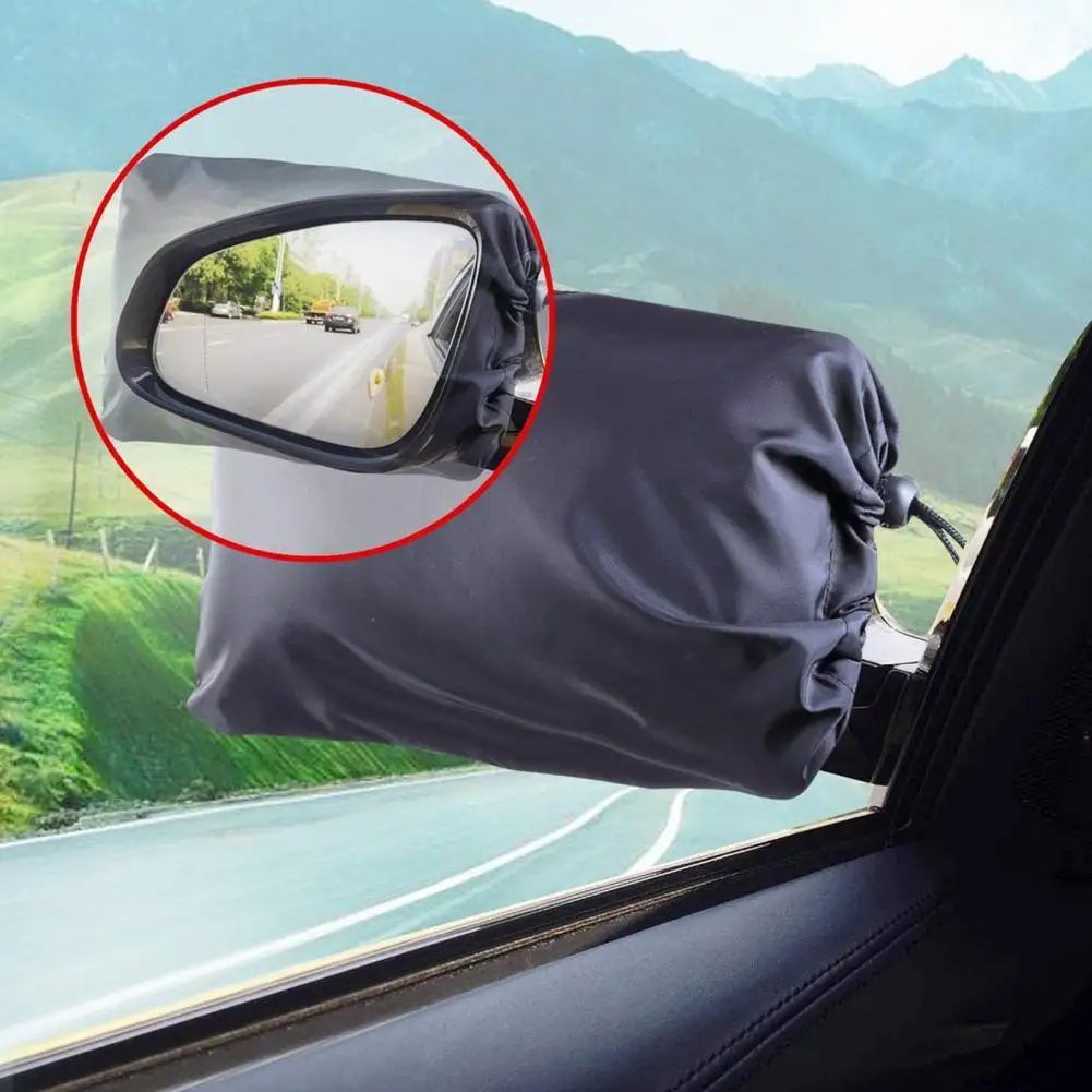 Foldable Car Mirror Cover Universal Car Side Mirror Covers Adjustable Drawstring Weather-proof Waterproof Coating for Freeze