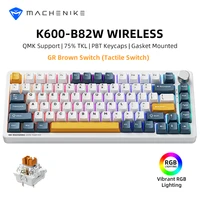Teclado mecánico Machenike K600-B82W, tres modos, montado en junta, diseño 75% ANSI, teclado inalámbrico retroiluminado RGB para juegos