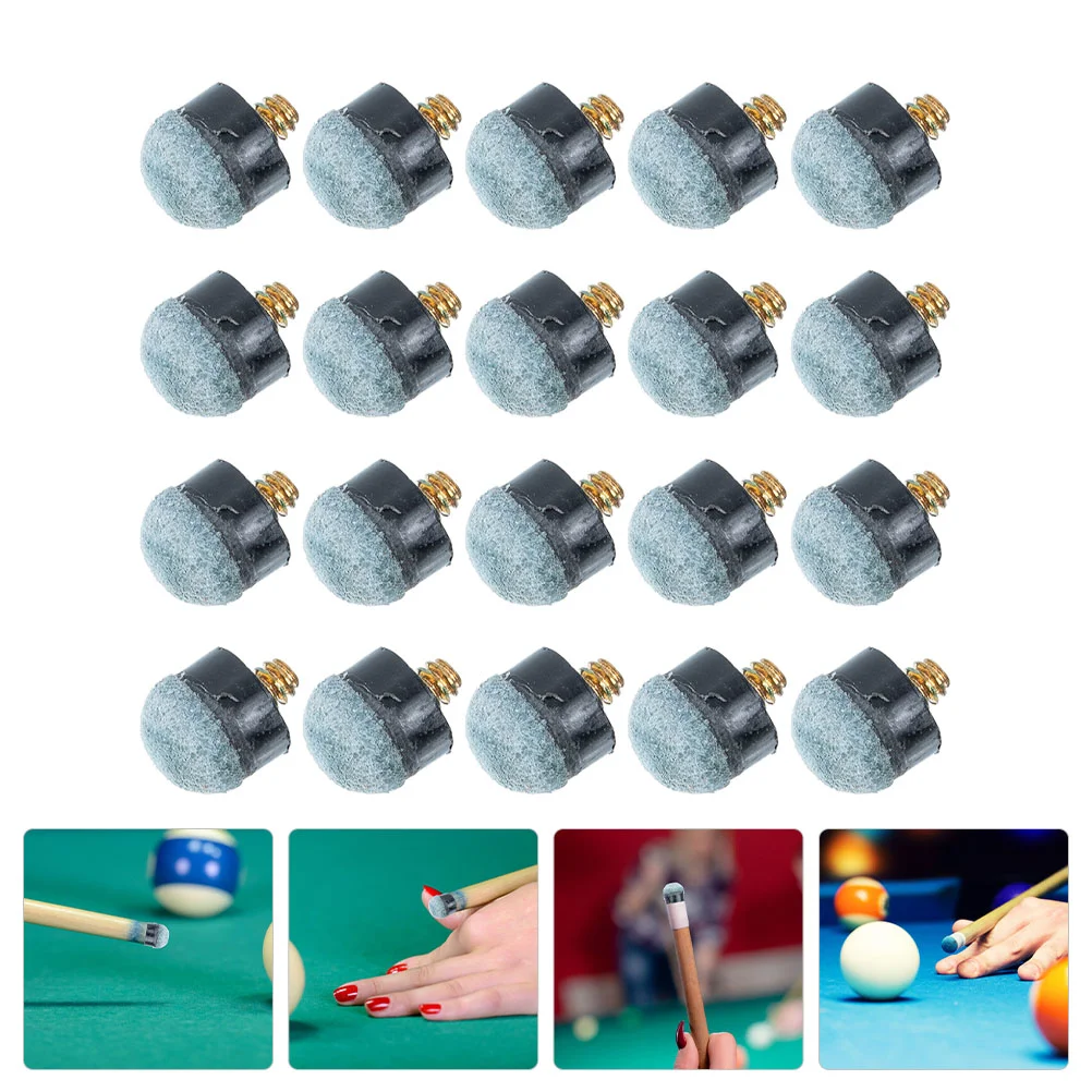 

20 Pcs Pool Cue Tip Parts Billiard Head Billiards Accessories Screw on Tips Screw-on