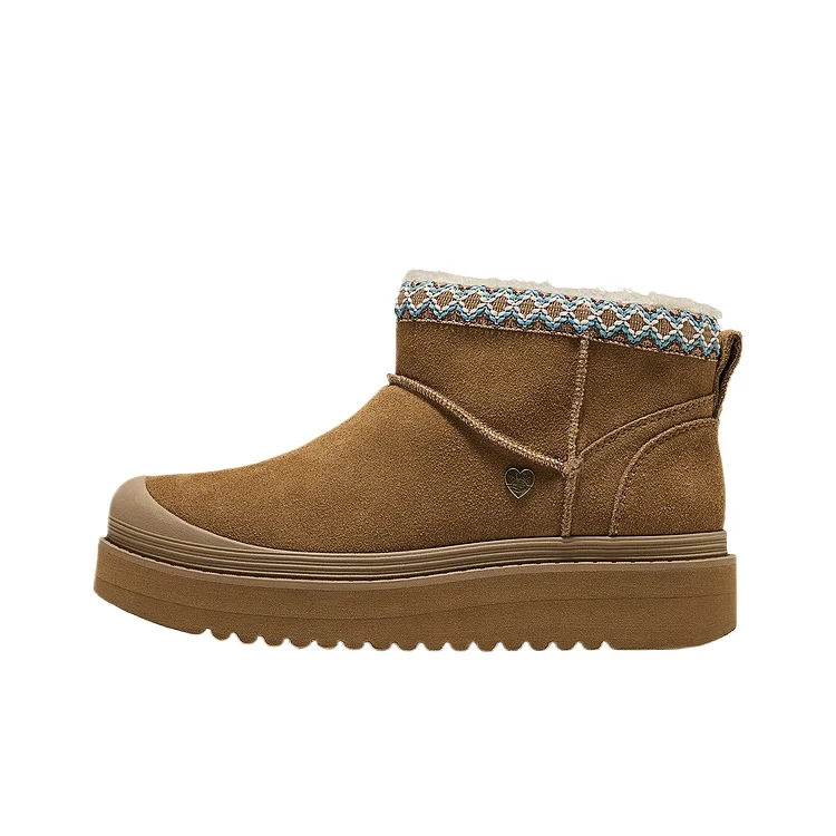 Skechers Ethnic Style Platform Maillard Style Boots With Fleece Lining For Warmth Short Mid-Calf Snow Boots Women's 114619-CSNT